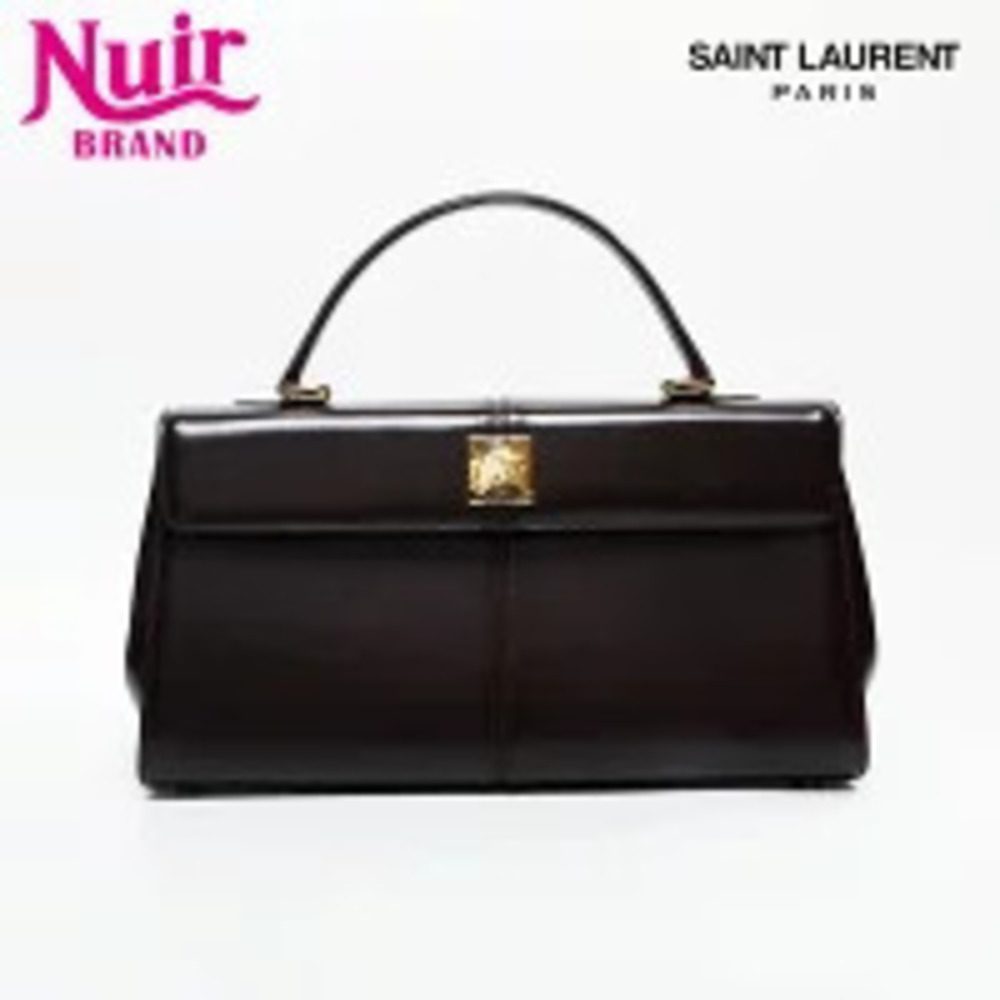 Yves Saint Laurent Logo Leather Handbag Brown